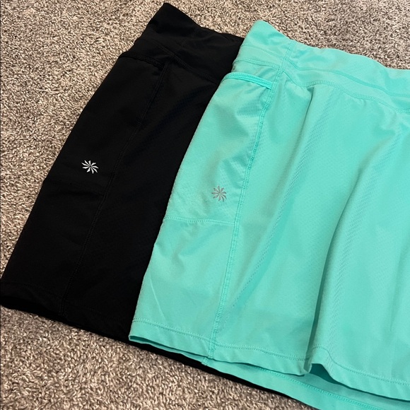 Athleta Skort Bundle 2X Black + Aqua Athletic Skirts Built-In Shorts Activewear - Picture 2 of 15